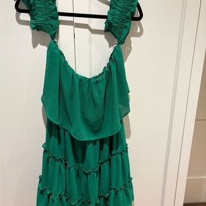 Lulu's Emerald Green Gathered Dress